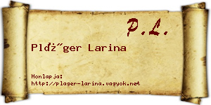 Pláger Larina névjegykártya